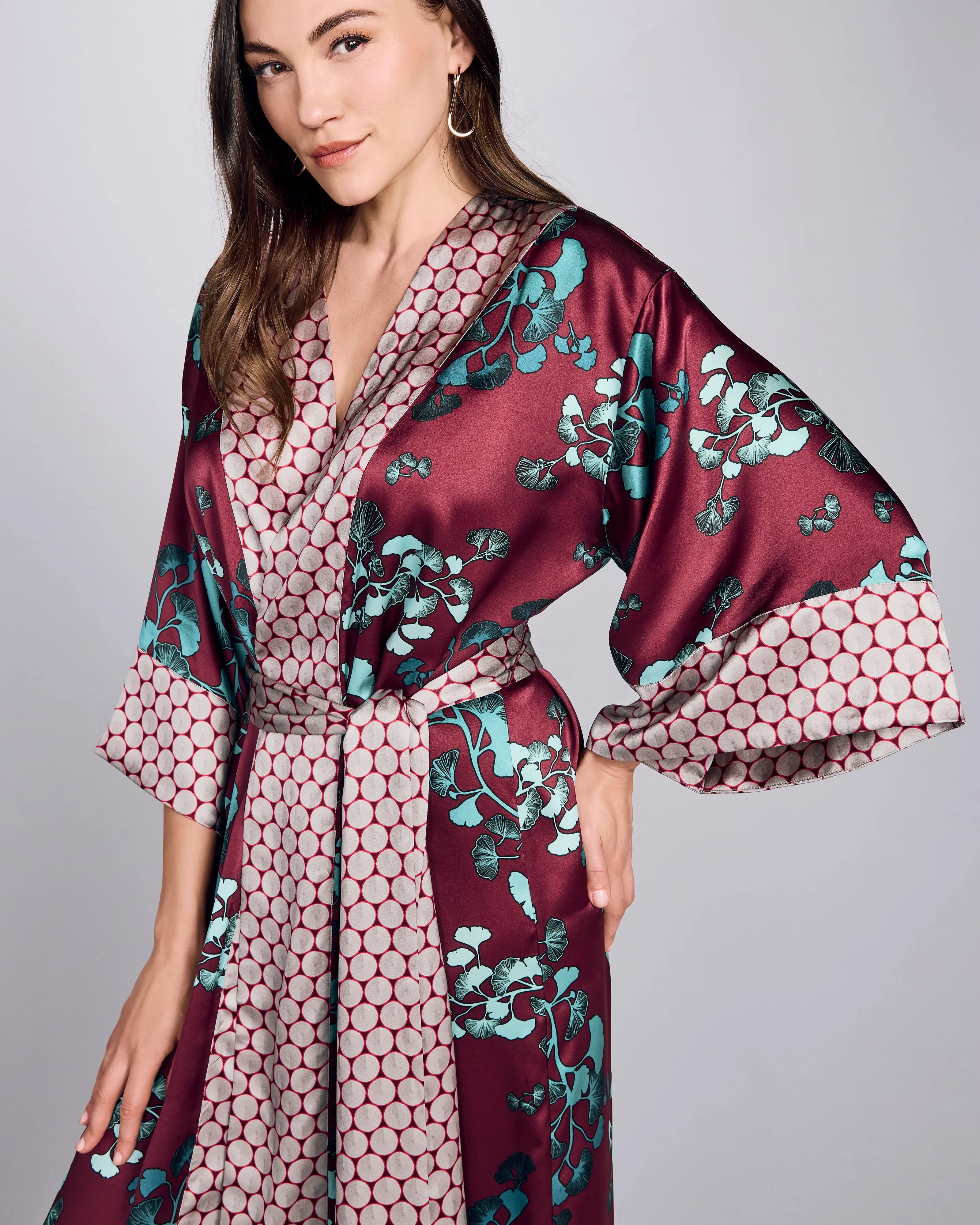 Kobe Kazari Aqua Long Silk  Robe