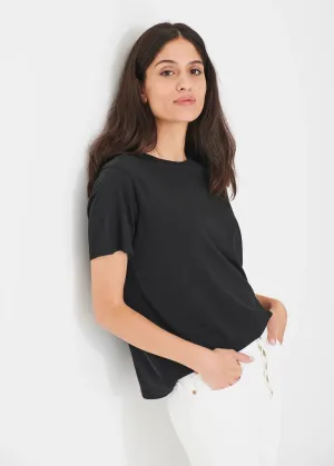 LIGHTWEIGHT PIMA COTTON BOYFRIEND T-SHIRT (BLACK) - PATRICK ASSARAF