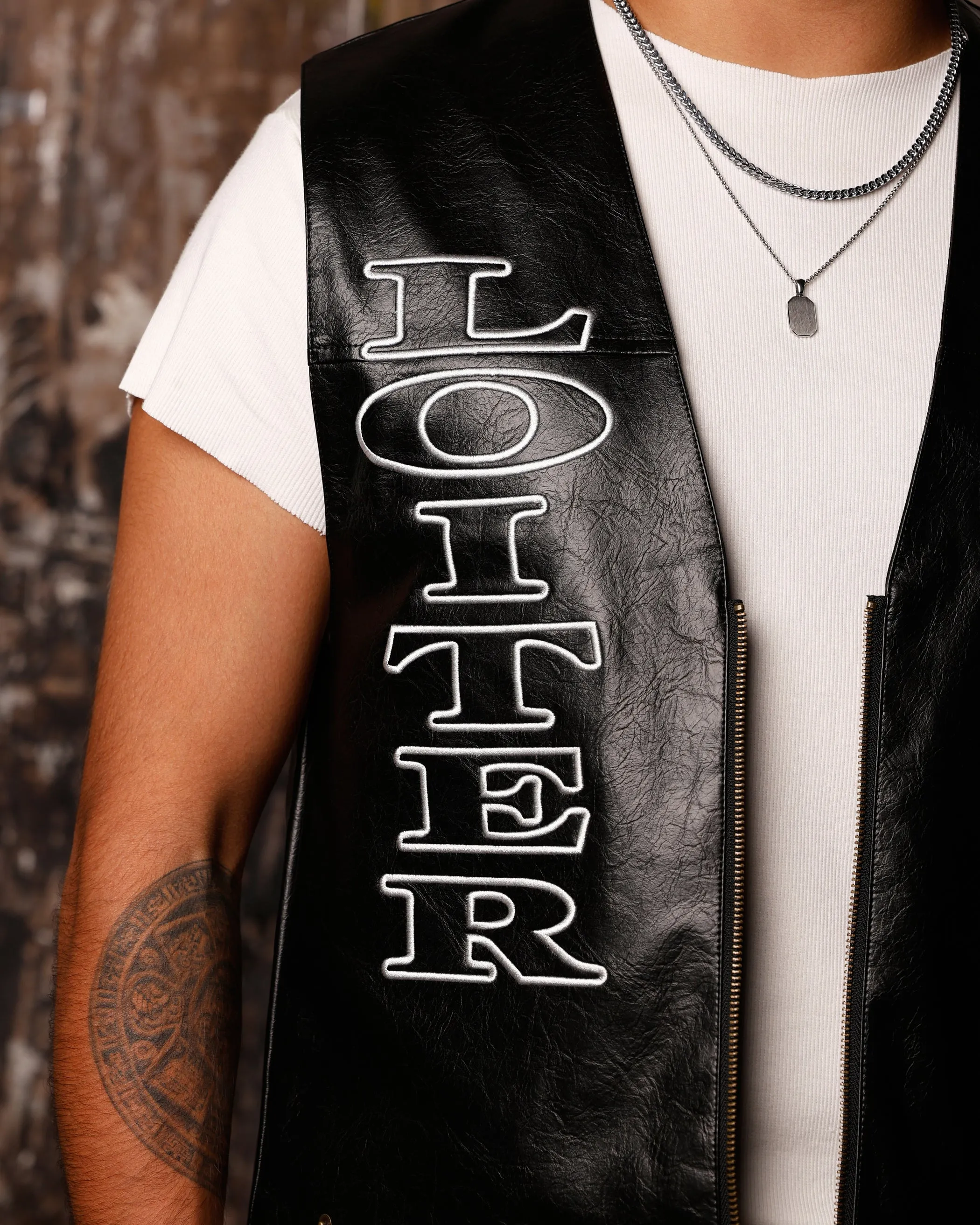 Loiter X WWE Stone Cold Leather Vest Black