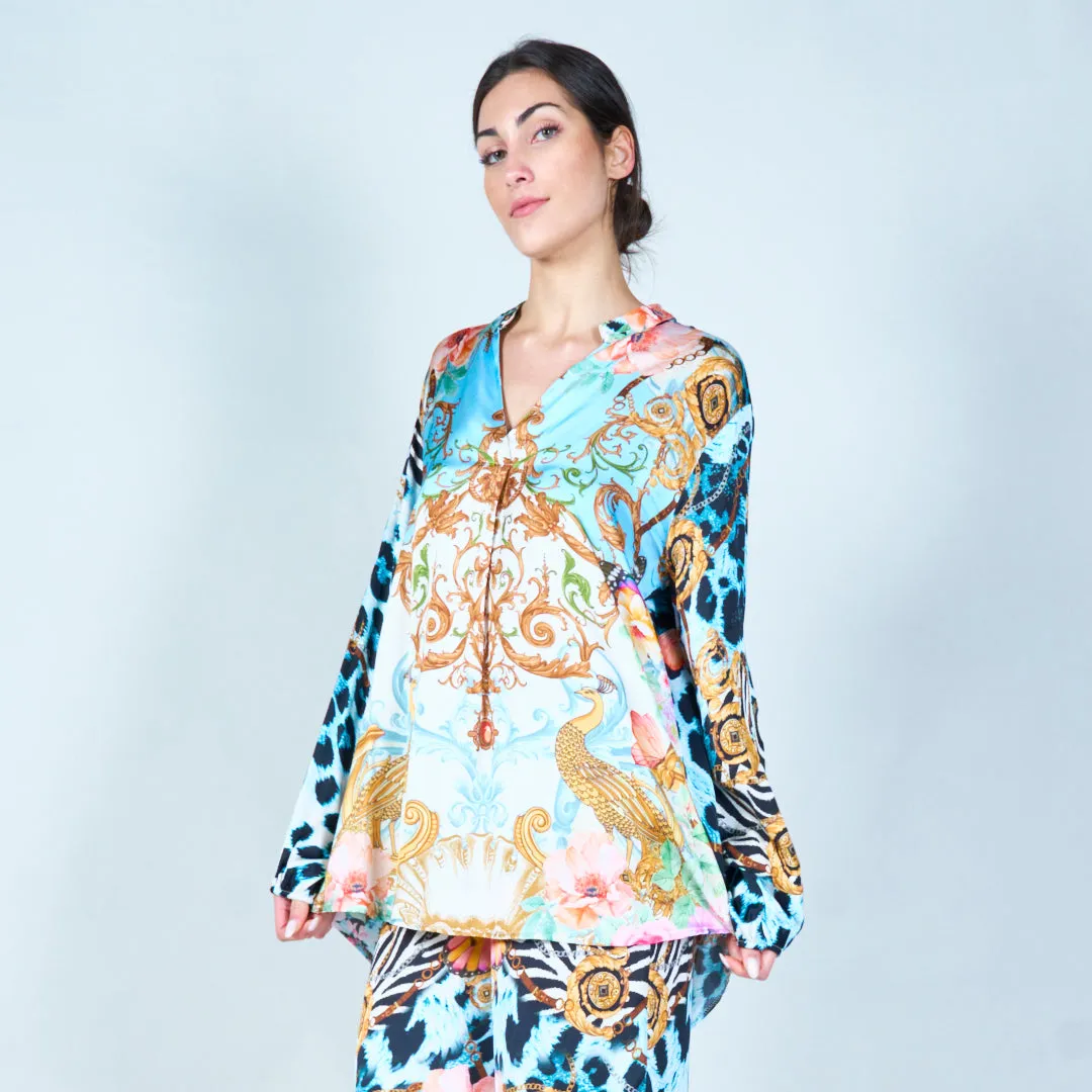 Luxe flowy top with ornate patterns wholesale