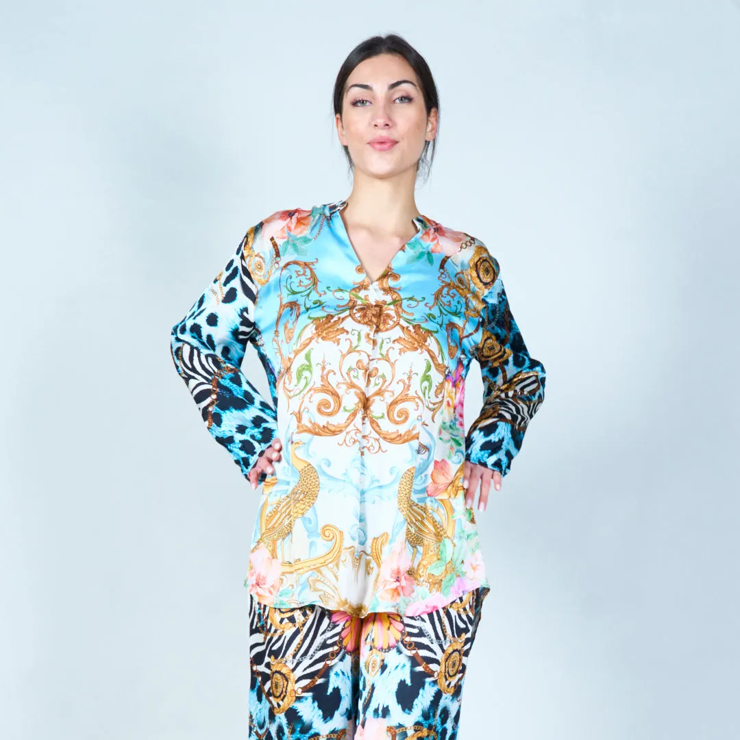 Luxe flowy top with ornate patterns wholesale