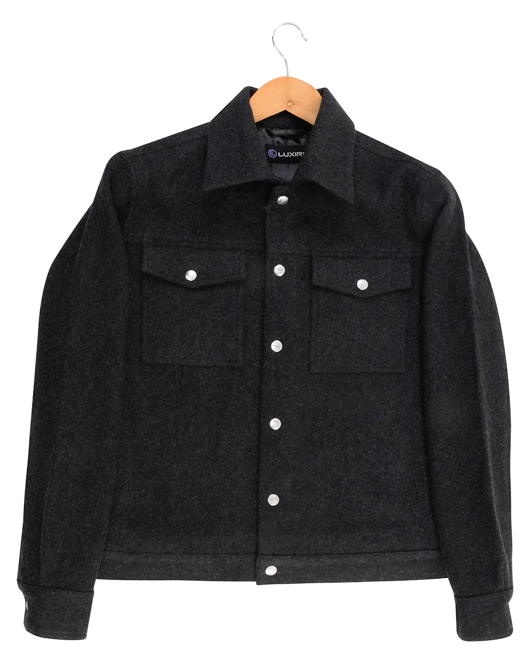 Luxire Charcoal Grey Wool Shirt Jacket