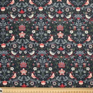 Maurice Style Collection #02 Red Birds & Floral on Navy Cotton Prints