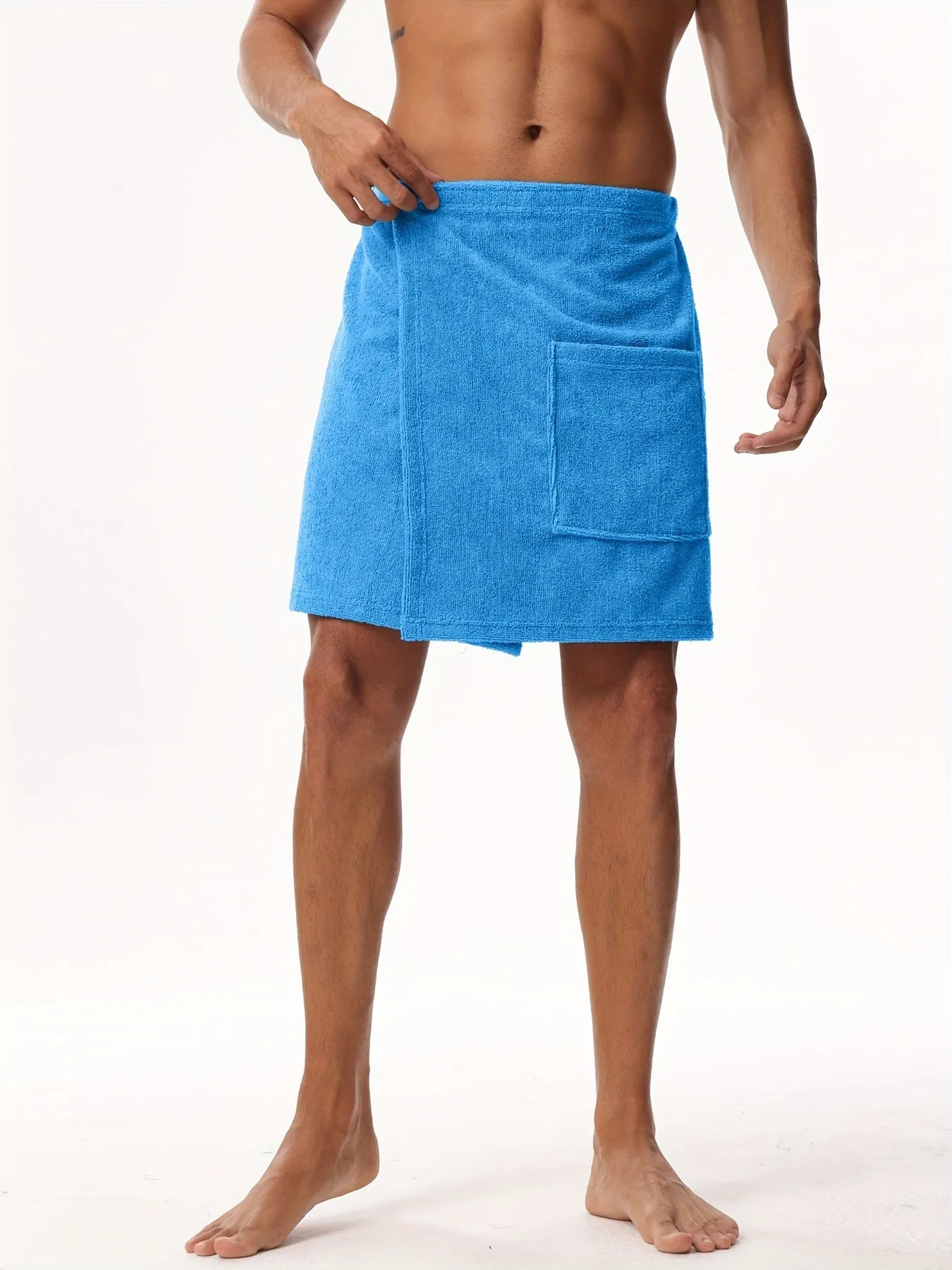 Mens Pocketed Bath Skirt Cozy Absorbent Pajama Bottom for PostBath