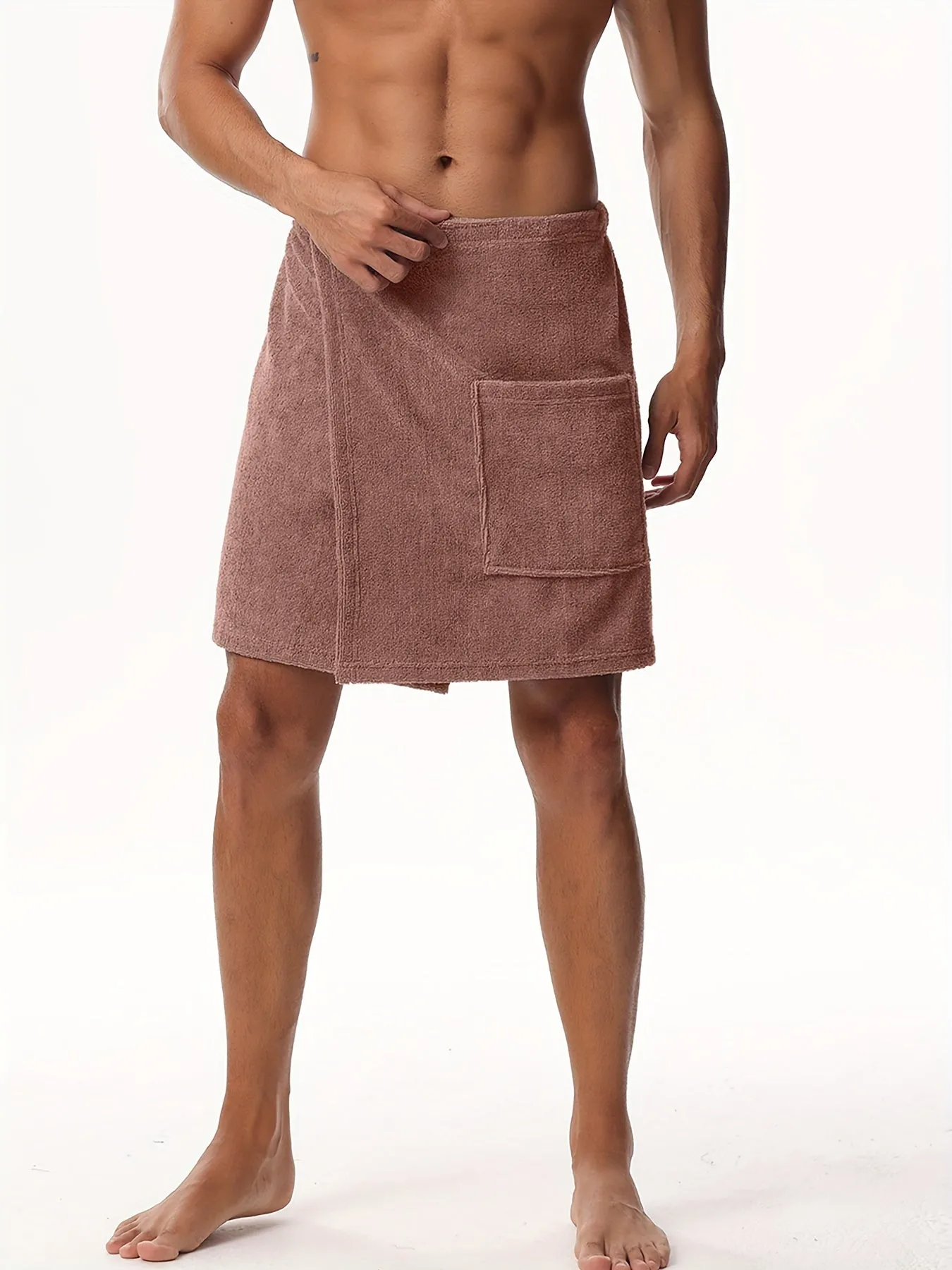 Mens Pocketed Bath Skirt Cozy Absorbent Pajama Bottom for PostBath