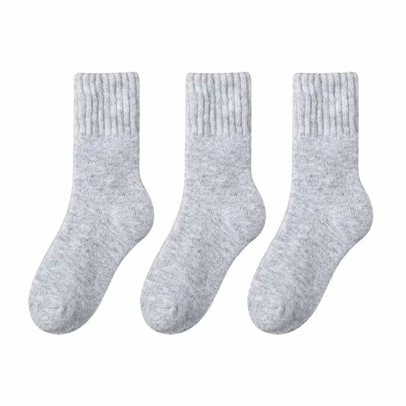 Merino Wool Socks for Women - Luxury Winter Thick Cashmere Blend - 25cm Length - 3pcs Pack