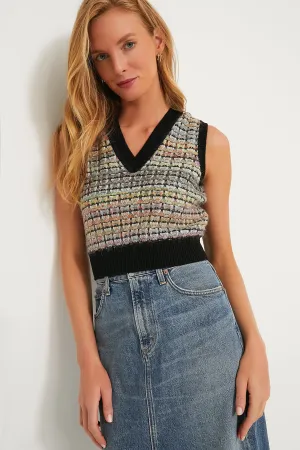 Multicolored Tweed Vest