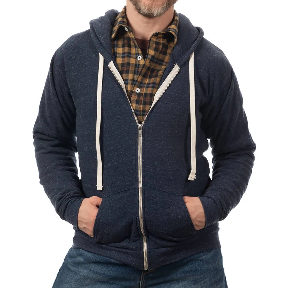 Navy Blue Marled Heather Full Zip Hoodie