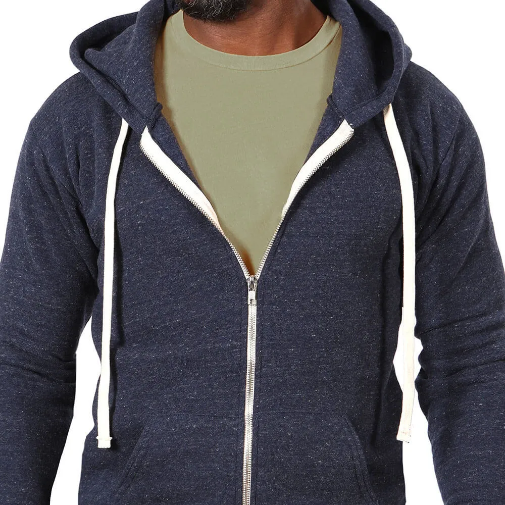 Navy Blue Marled Heather Full Zip Hoodie