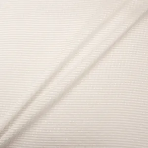 Optical White Metallic Striped Jacquard Silk Georgette