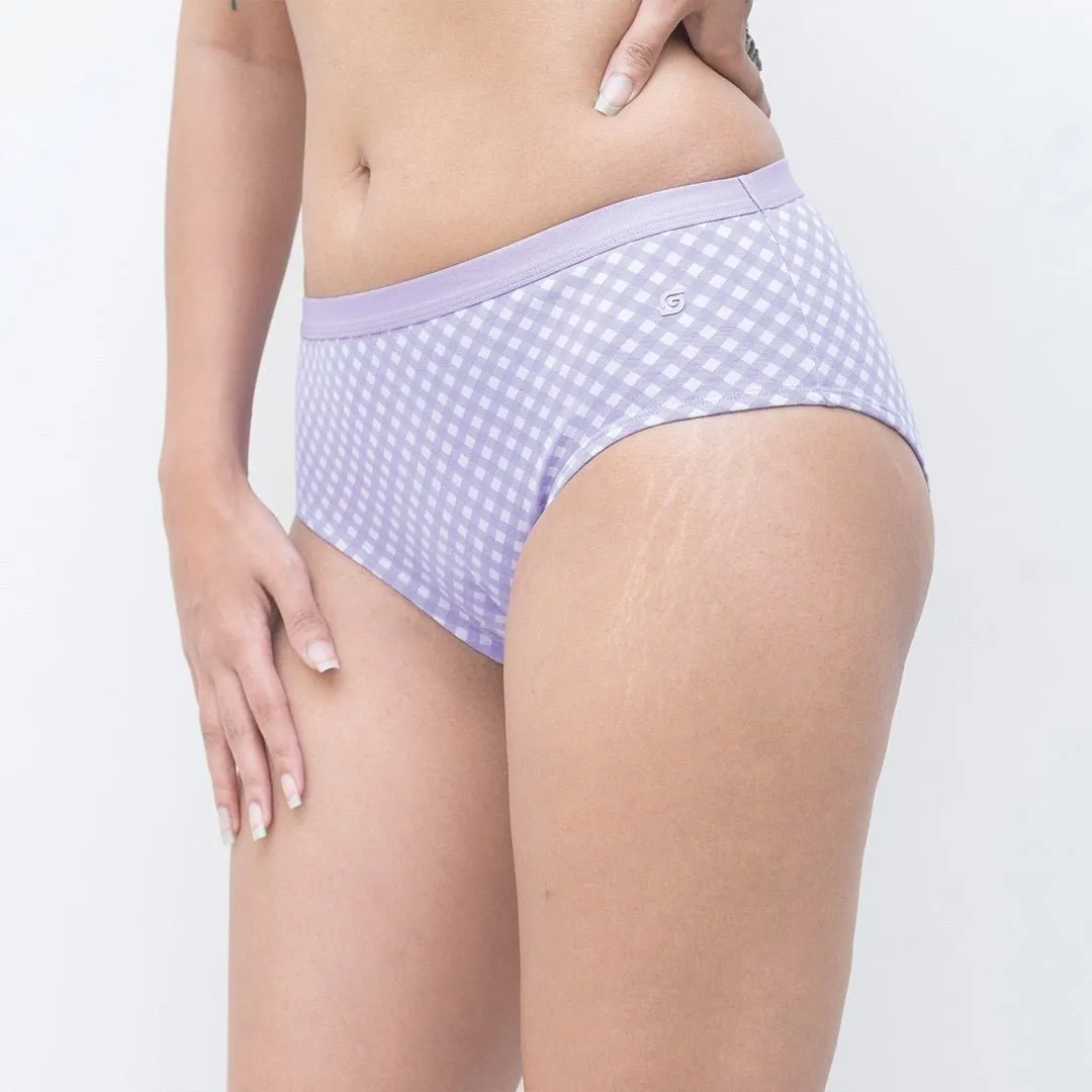 Organic Everyday Hipster Panty- Lavender Checks (3pc)