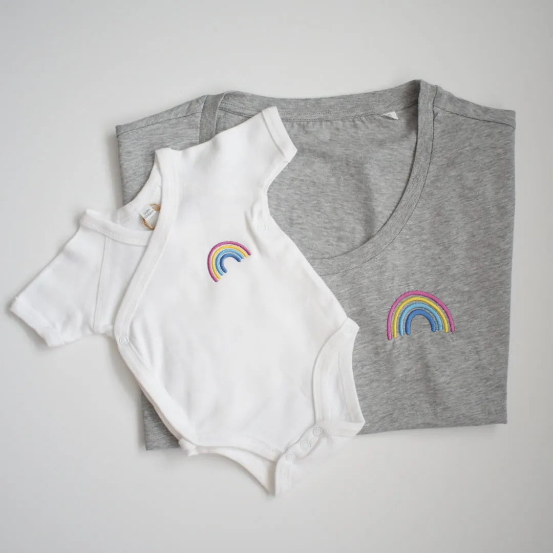 Our Kid Rainbow Tee - Grey Relaxed Fit Women's T-Shirt