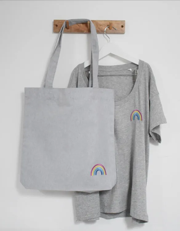 Our Kid Rainbow Tote Bag - Grey