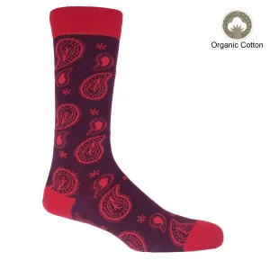 Paisley Men's Socks - Burgundy