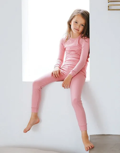 Peach Pink Girls Aero Heat Thermal Pajama Set