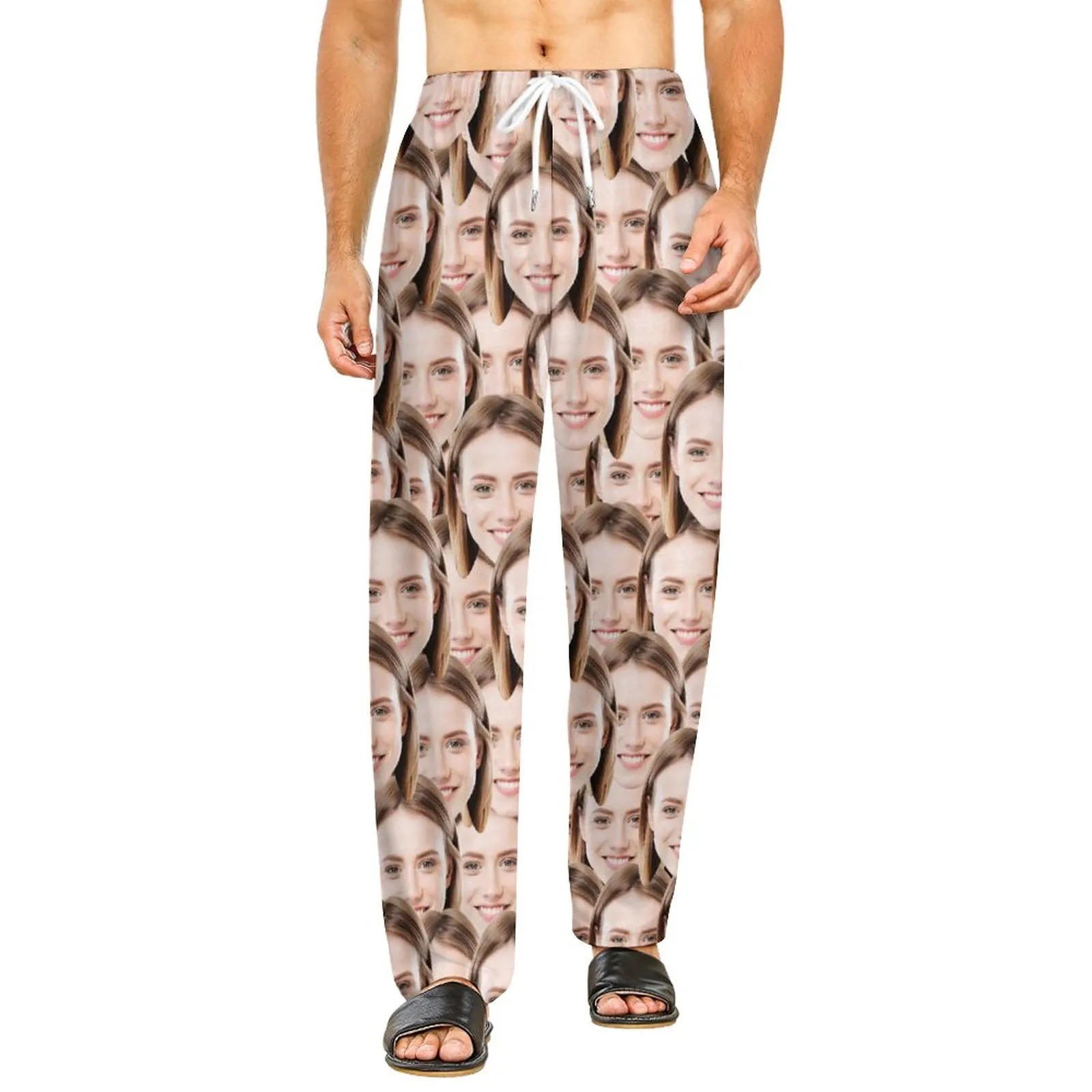 Personalized Long Pajama Pants Unisex Lacing Custom Seamless Face Sleepwear Slumber Party