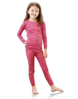 Plum Pink Girls Aero Heat Thermal Pajama Set