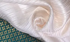 Sheer georgette fabric with satin and lurex stripes [11985]