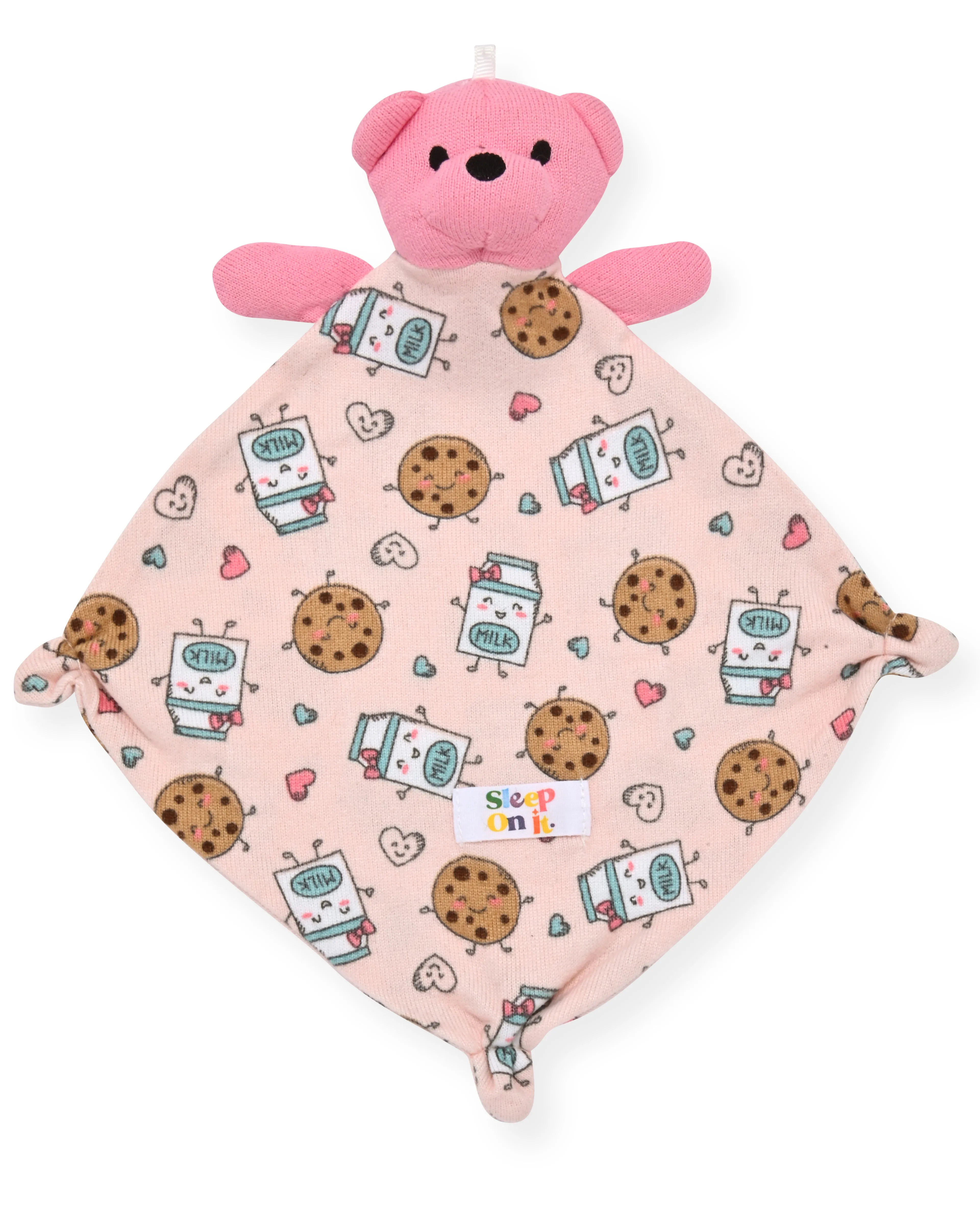 Sleep On It Infant Girls Long Sleeve Super Soft Snuggle Jersey Zip-Up Coverall Pajama with Matching Blankey Buddy - Milk & Cookies