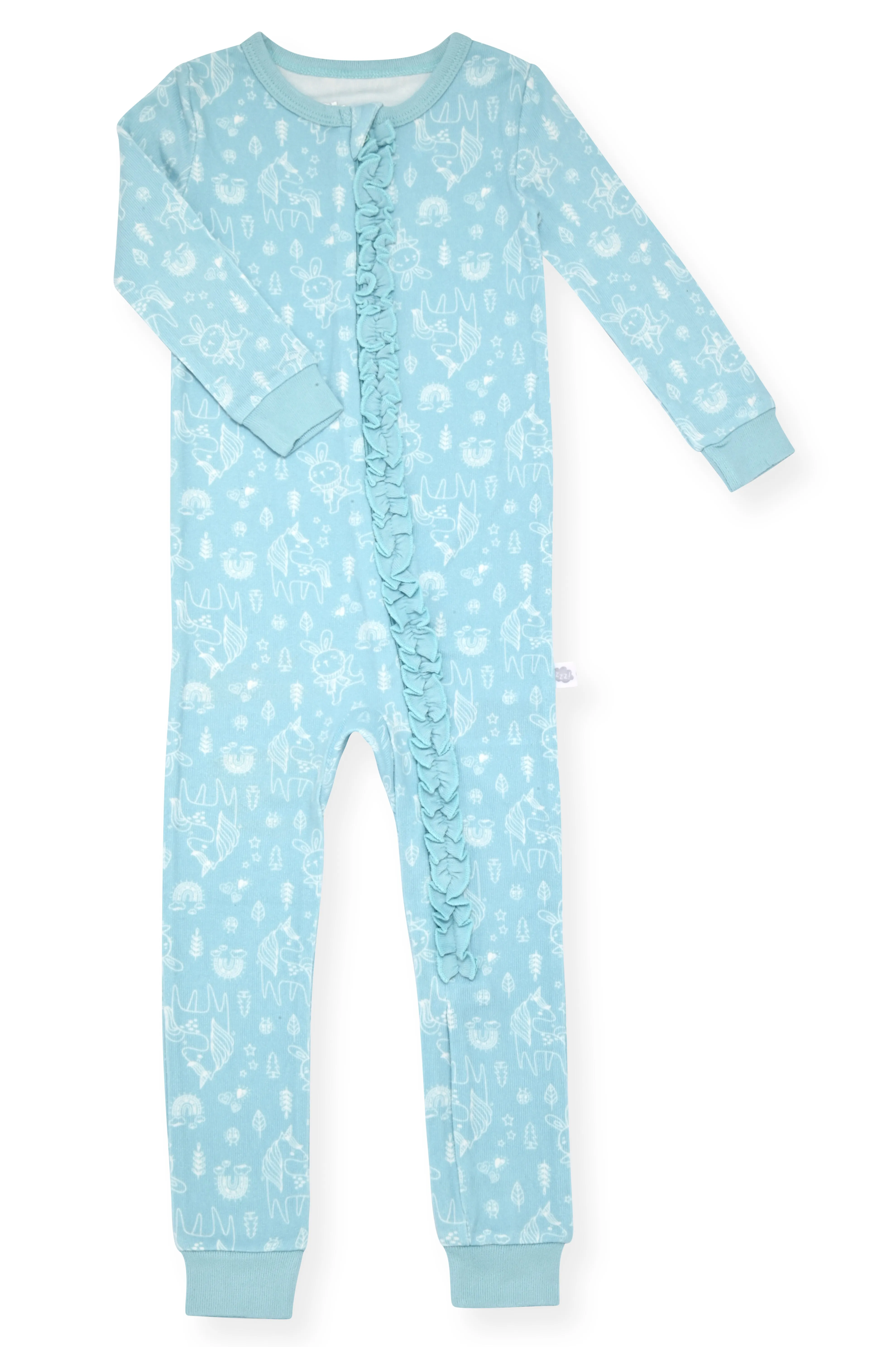 Sleep On It Infant Girls Long Sleeve Super Soft Snuggle Jersey Zip-Up Coverall Pajama with Matching Blankey Buddy - Safari