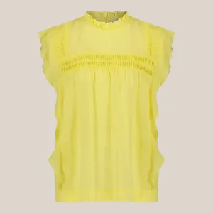 Sleeveless Blouse with Ruffles - Yellow