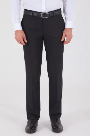 Slim Fit Side Pocket Low Waist Unpleated Navy Dress Pants, Black