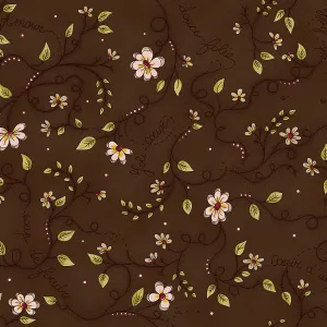 Stof Fabrics La Vie est Belle Vine on Brown-2 Cotton Prints