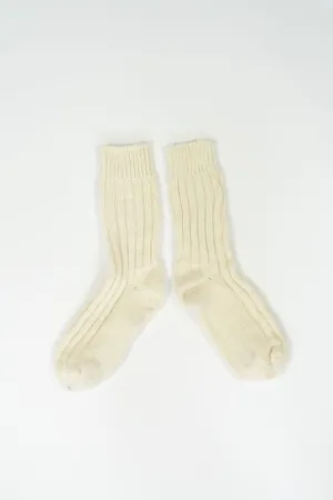 Thick Wool Socks in Cream White