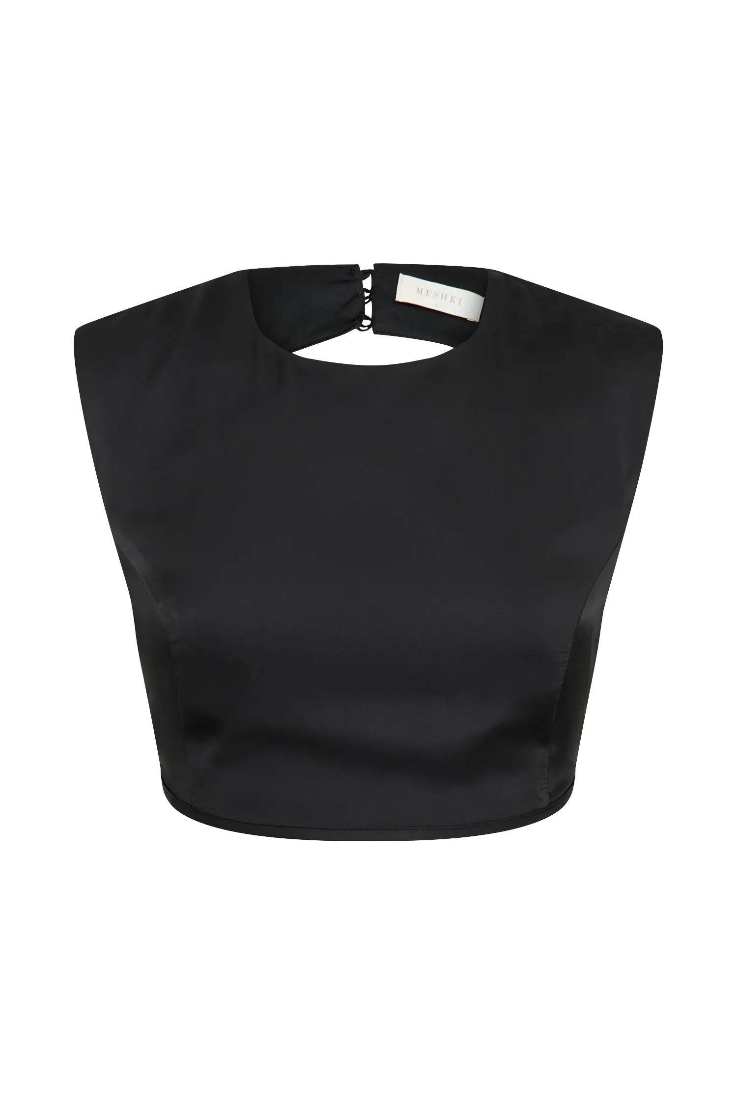 Viviana Satin Sleeveless Crop Top - Black