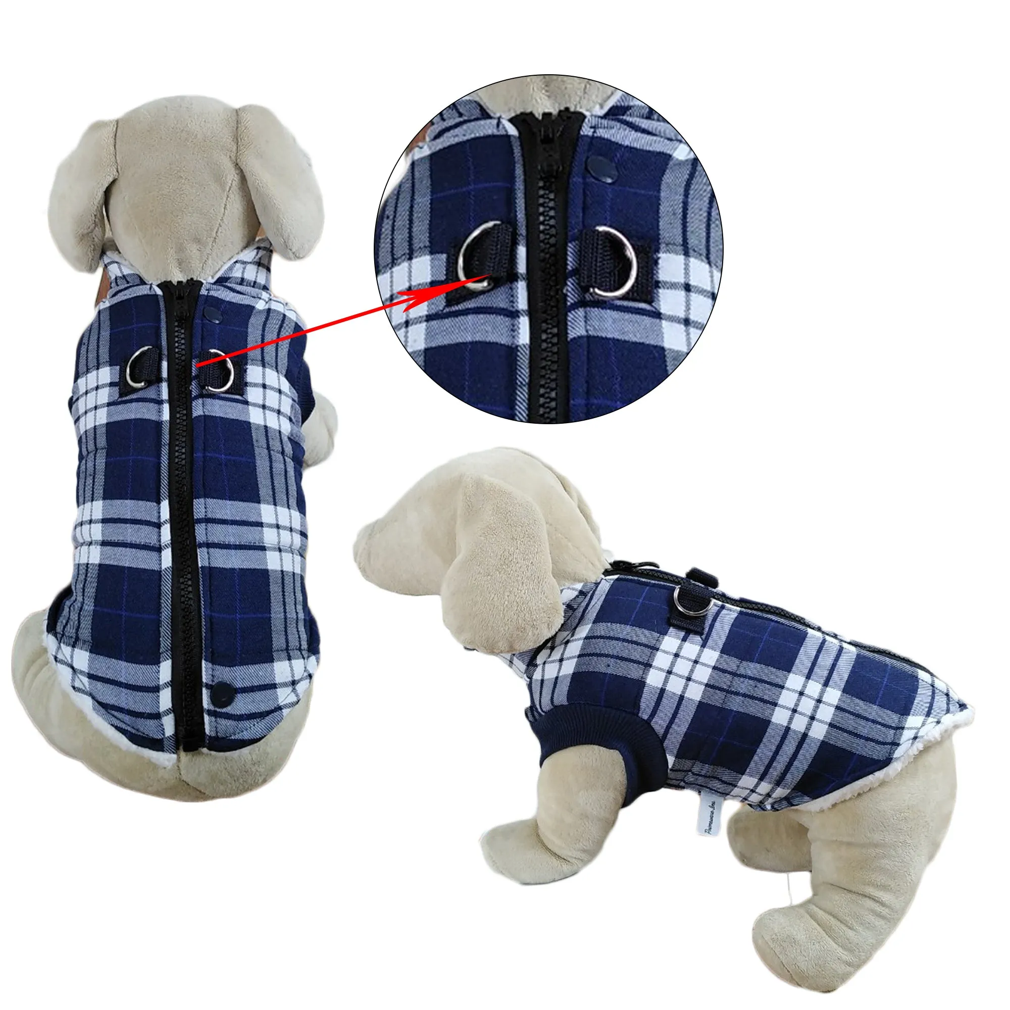 Winter Coat with Thick Fleece Zipper Closure and Leash Ring