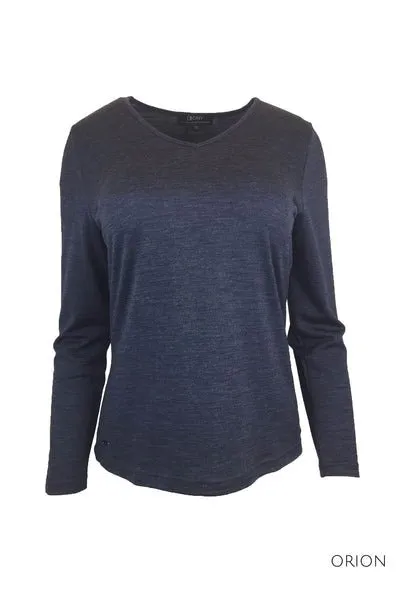 WOMENS 100% MERINO (210) LONG SLEEVE V NECK TOP ORION