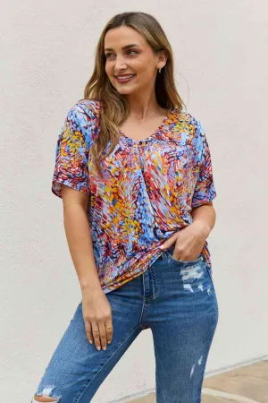 Women's Be Stage Full Size Printed Dolman Flowy Top