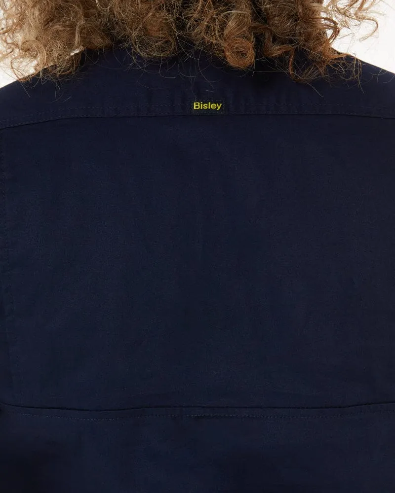 Womens Closed Front Lightweight LS Drill Shirt - Navy